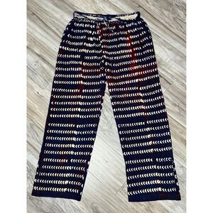 Sacred Threads Women's Wide Leg Pants Navy Blue Red Boho Festival Size L/XL